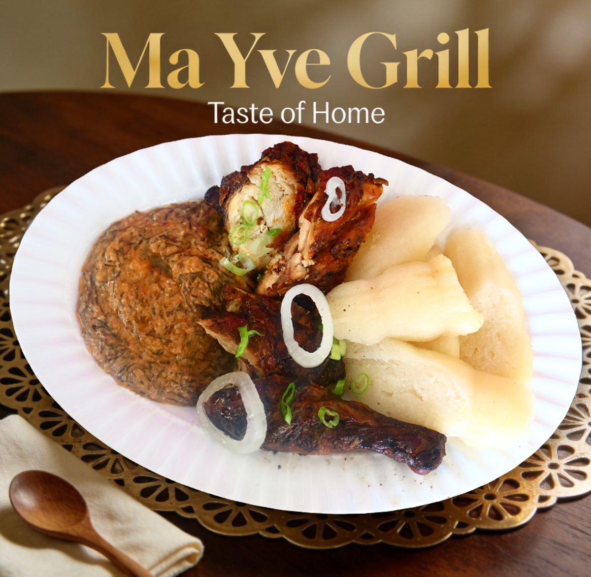 Fumbwa with Poulet — Authentic Congolese chicken with cassava leaves and chikwange at Ma Yve Grill
